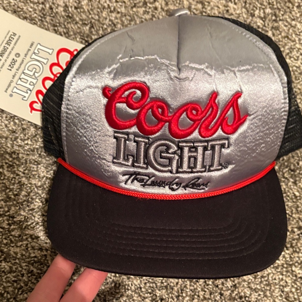 The laundry room Coors Light Gray and Black Trucker Hat
